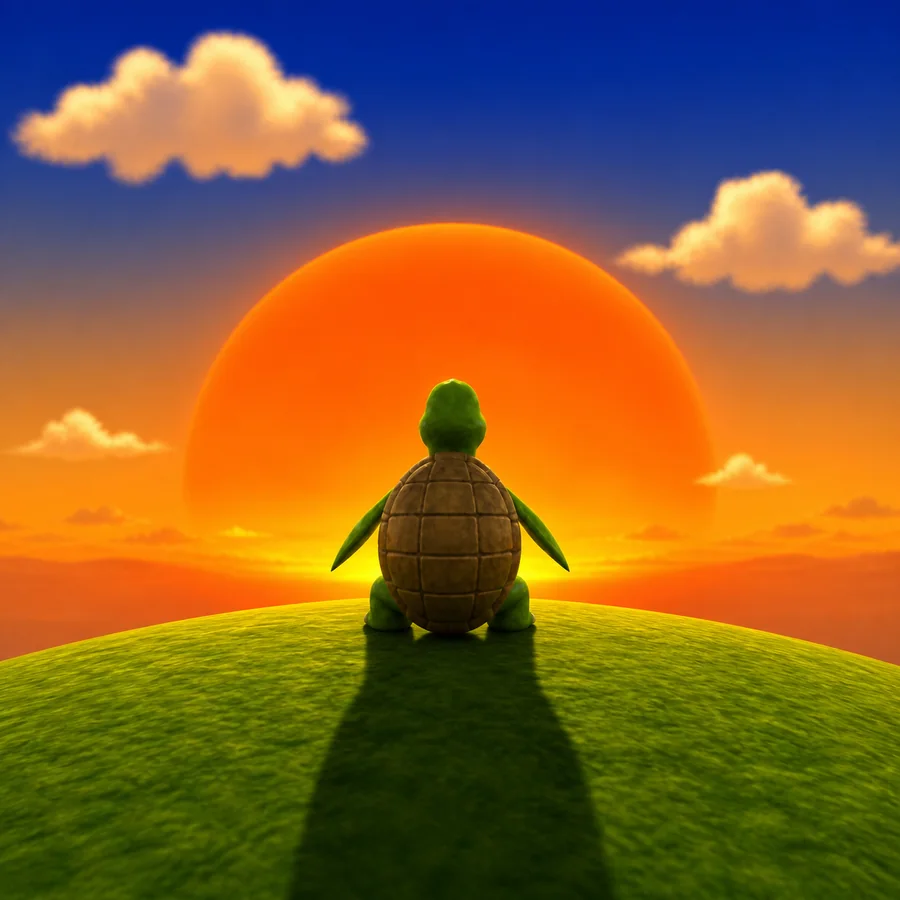turtl watching the sunset